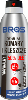 Sprej proti komárům a klíšťatům TROPICAL 50% DEET 180ml Bros