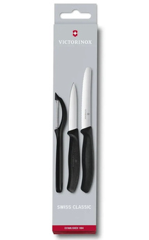 Set mit 2 Messern und Schäler, schwarz Swiss Classic Victorinox