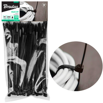 Kabelová páska 2,5x200mm UV BLACK 100ks Bradas