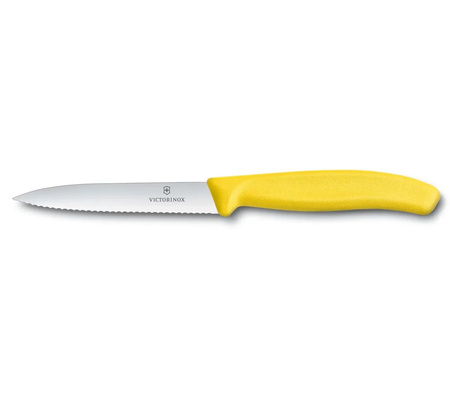 Nóż ostrze ząbkowane 10cm żółty Victorinox