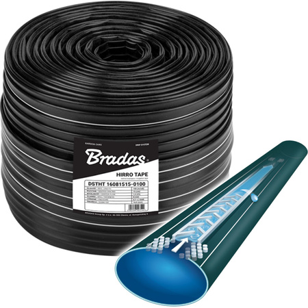 Kapací páska 16/8mil/1,5l/h/10cm HIRRO TAPE 100m Bradas