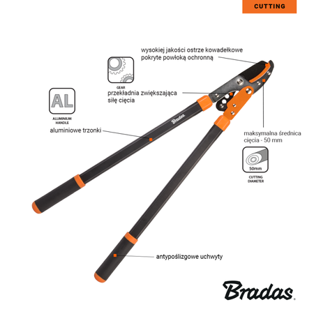 Foarfece de grădină Alu. foarfece de crengi cu V-SERIES-D, lamă cu nicovală KT-V1230 Bradas