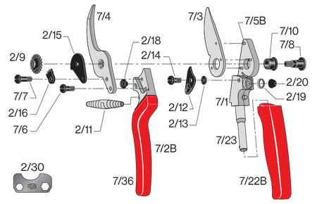 Kompletter Gegenklingengriff für 7, 8.. FELCO 7/2