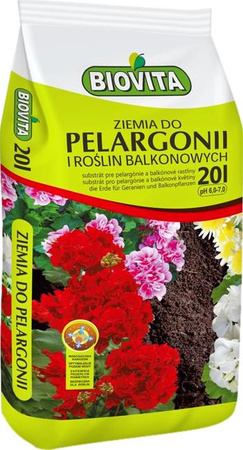 Ziemia do pelargonii i roślin balkonowych 20L Biovita