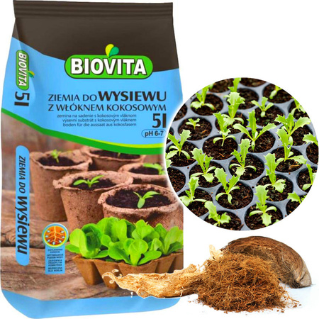 Ziemia do wysiewu z włóknem kokosowym 5L Biovita