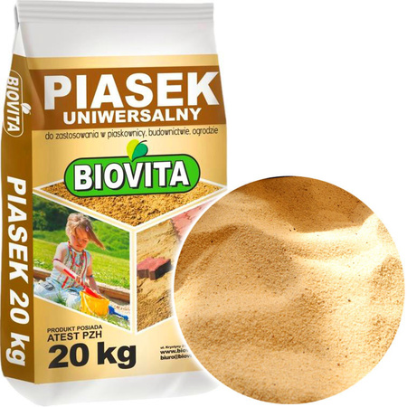 Piasek uniwersalny do piaskownicy, ogrodu, budowa 20kg Biovita