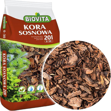 Scoarță de pin măcinată 0-30mm 20L Biovita