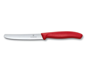 Nóż czerwony ostrze ząbkowane 11cm Victorinox