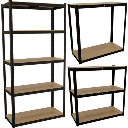 Kovový regál BLACK pětipolicový 150x75x35cm RK-07 MAMUTH