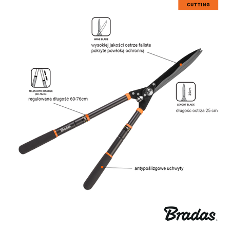 V-SERIES-D trimmer telescopic pentru gard viu, lamă ondulată Bradas