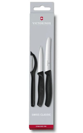 Set mit 2 Messern und Schäler, schwarz Swiss Classic Victorinox