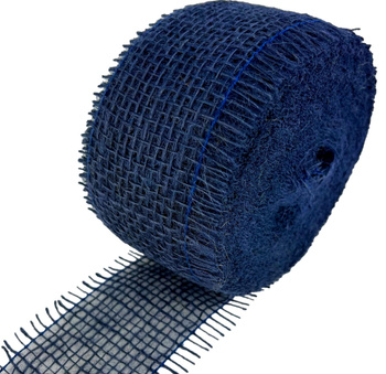 Țesătură de iută colorată BLUE roll 5cm 25m