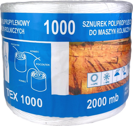 Šňůra PP TEX 1000 - 2000 mb pro zemědělské stroje bílá Tegafol/Agrocom