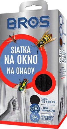 Siatka na okno na owady czarna 150x180cm Bros