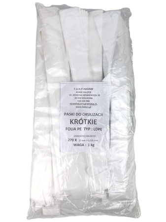 Benzi de film LDPE pentru lapte 27x2.5cm 1kg aprox.4200pcs alb