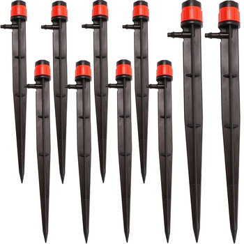 10x Zraszacz z regulowanym przepływem wbijany, 1/4” 0-80 l/h przy 1 barze, długość 15 cm, bez 5132. DR-045 MAMUTH