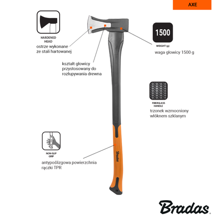FIBERGLASS despicare topor 1500g Bradas