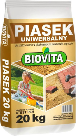 Piasek uniwersalny do piaskownicy, ogrodu, budowa 20kg Biovita