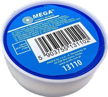 Taśma Teflonowa 12 x 0,075mm 10mb MEGA
