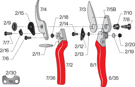 Kompletter Klingengriff für 8 FELCO 8/1