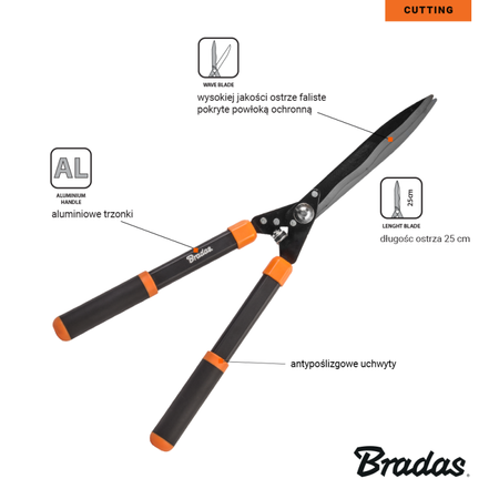 V-SERIES-D Trimmer pentru gard viu, aluminiu, lamă ondulată Bradas