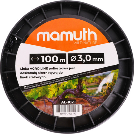 AGRO LINE PET frânghie poliester negru 3.0mm 100m AG-102 MAMUTH