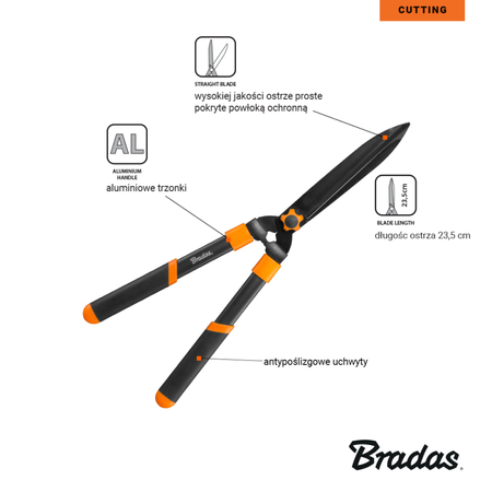 V-SERIES-P Trimmer pentru gard viu din aluminiu, lamă dreaptă Bradas
