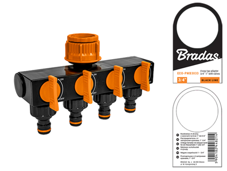Distribuitor cu 4 căi cu supape GW1"3/4" BLACK LINE Bradas