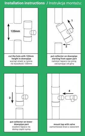 Colector de apă de ploaie cu supapă - 90mm GREY Bradas