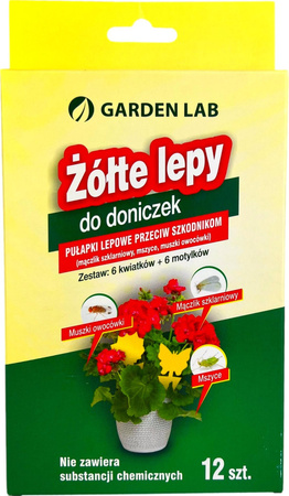 Žluté samolepky na květináče s hmyzem 6 motýlů a 6 květin Garden Lab