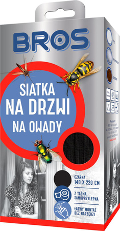 Siatka na drzwi przeciw owadom czarna 140X220 Bros