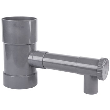 Zbieracz łapacz wody deszczowej z zaworem - 90mm SZARY Bradas