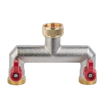 Distribuitor cu 2 căi cu PG3/4" cu supapă. robinet cu bilă GW3/4" alamă nichelat Bradas