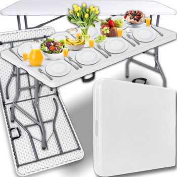 Masă de catering pliabilă WHITE 180x74x74cm